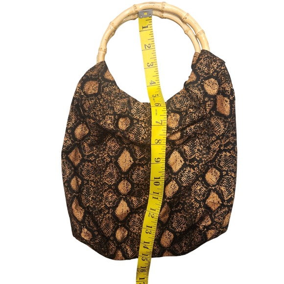 Stylish Snake Print Hobo Bag Bamboo Handle handmade - Picture 4 of 4